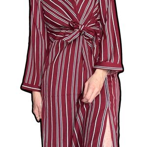 Promesa Burgundy and White Striped Women's Robe
